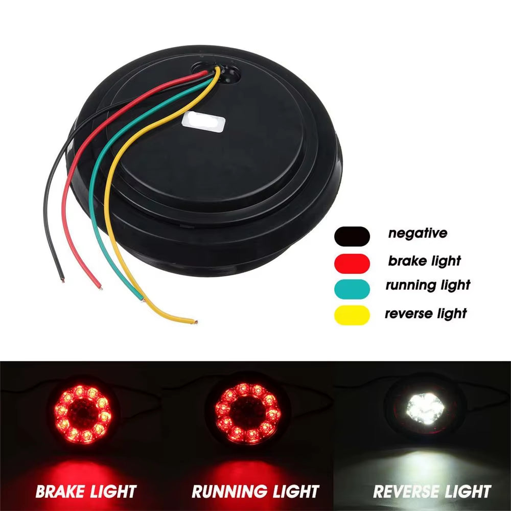4 Inch Round LED Trailer Tail Lights, 2-Pack Stop Turn Tail – image 4