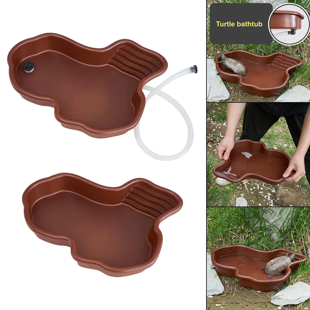Reptile Bathing Pool with Ramp, Large Turtle and Tortoise Water Dish – image 2