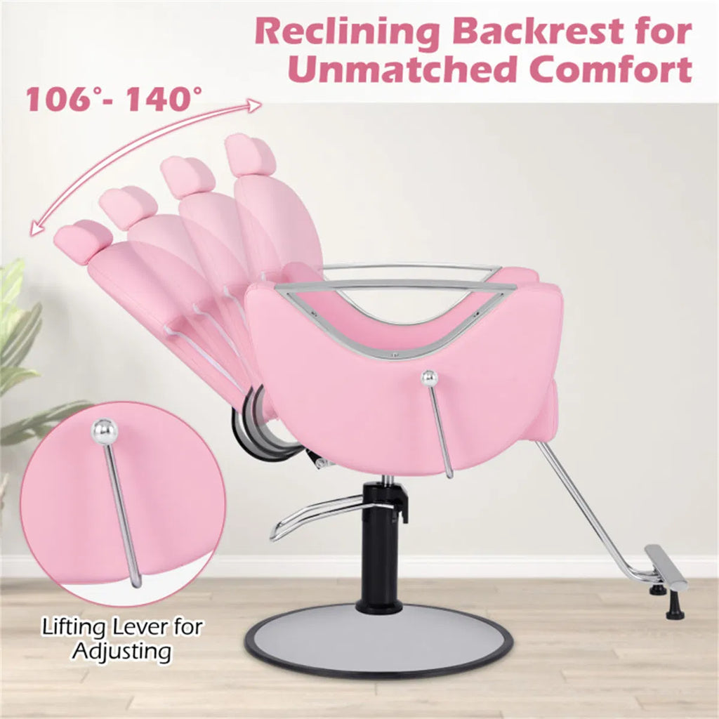 Pink Reclining Barber Chair with Adjustable Headrest – image 6