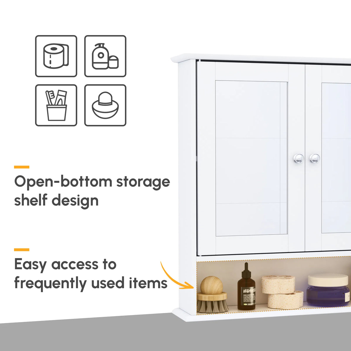 Medicine Cabinet, Wall-Mounted Mirror Cabinet with Double Doors – image 4