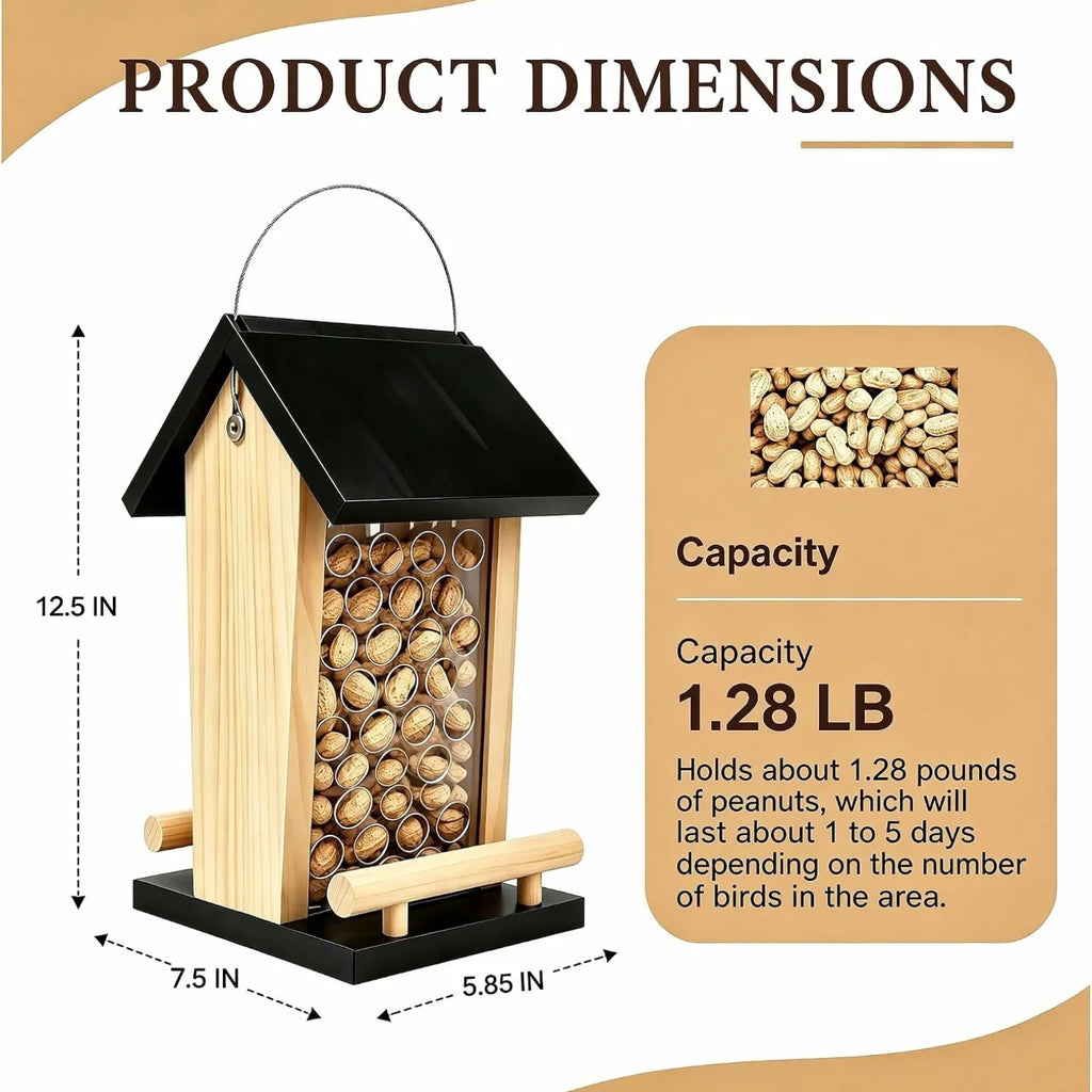 Peanut Bird Feeder - Solid Wood Hanging Feeder for Crows & Jays – image 5
