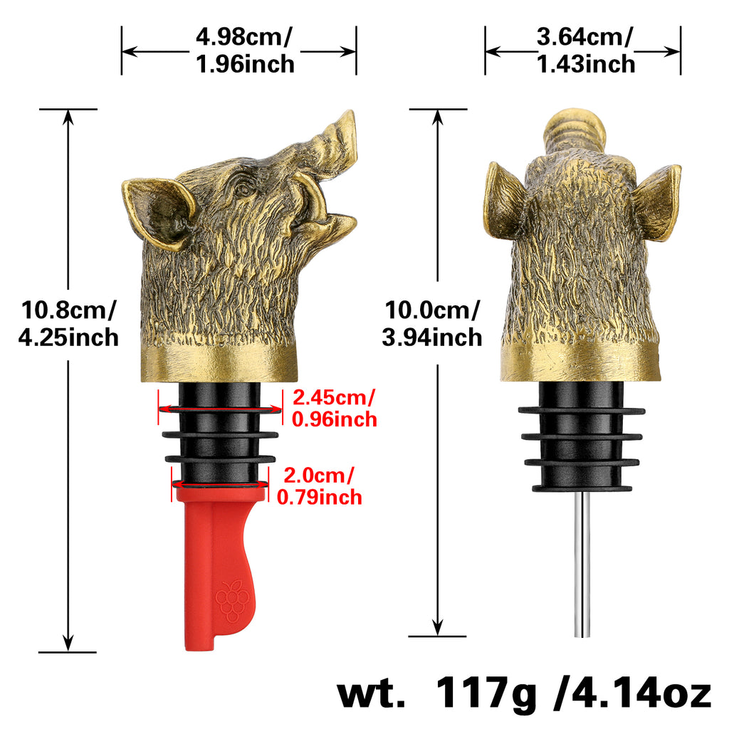 Boar Head Wine Pourer – Bottle Spout & Stopper – image 3