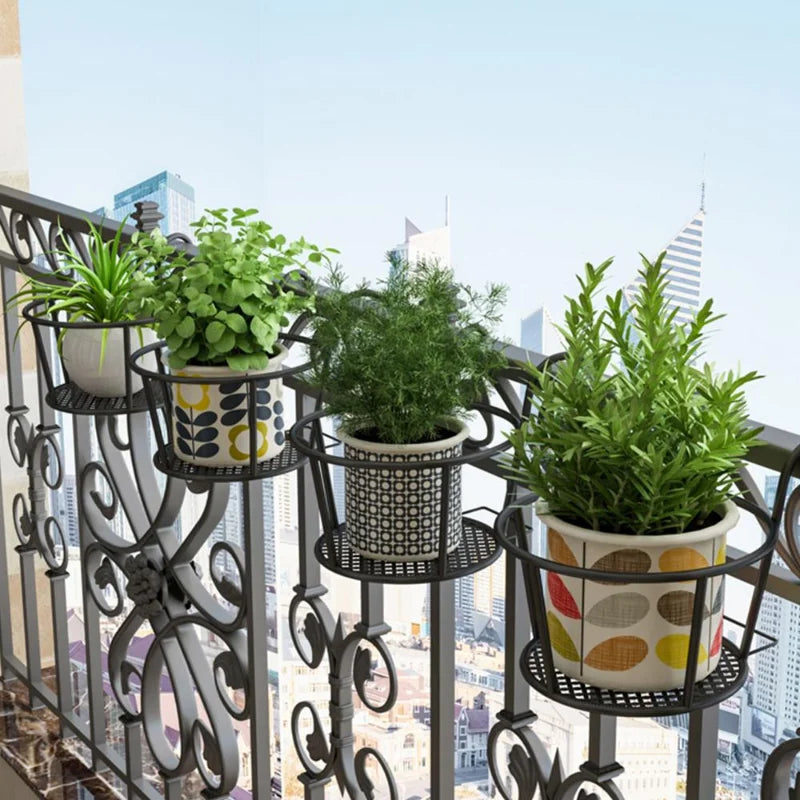 Hanging Flower Pot Holder, Iron Railing Plant Basket – image 2
