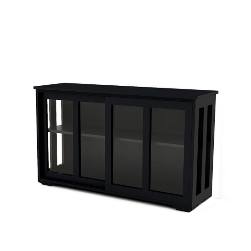 Kitchen Storage Cabinet with Sliding Glass Doors, Black – image 6