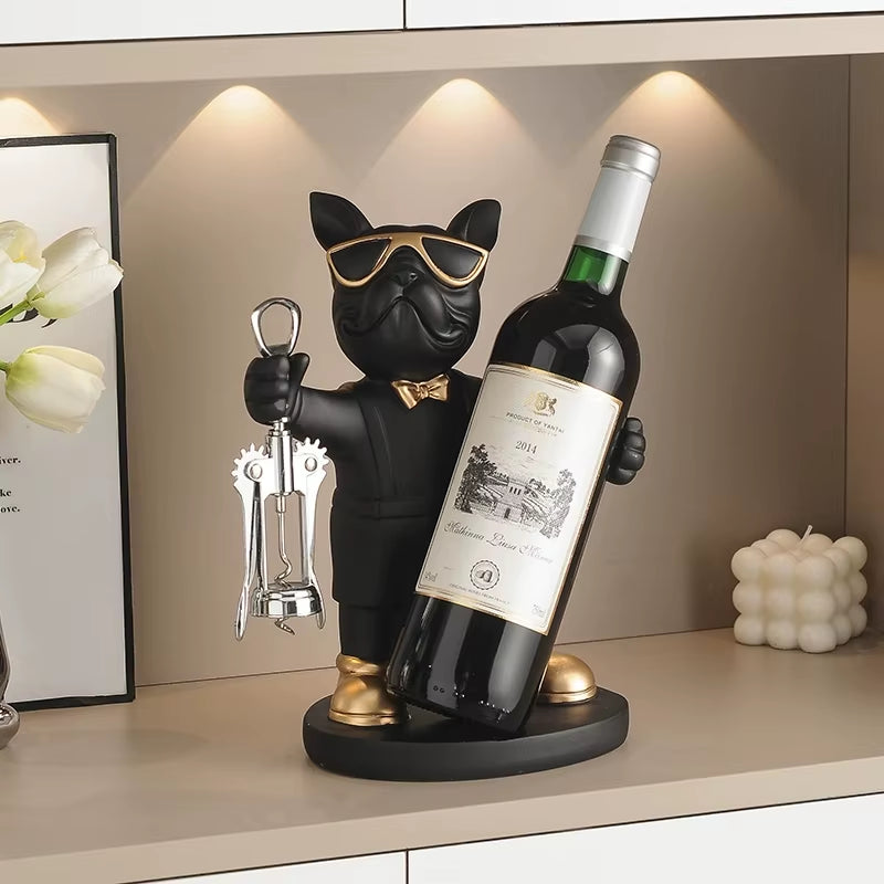 French Bulldog Wine Bottle Holder, Resin Countertop Wine Stand – image 4