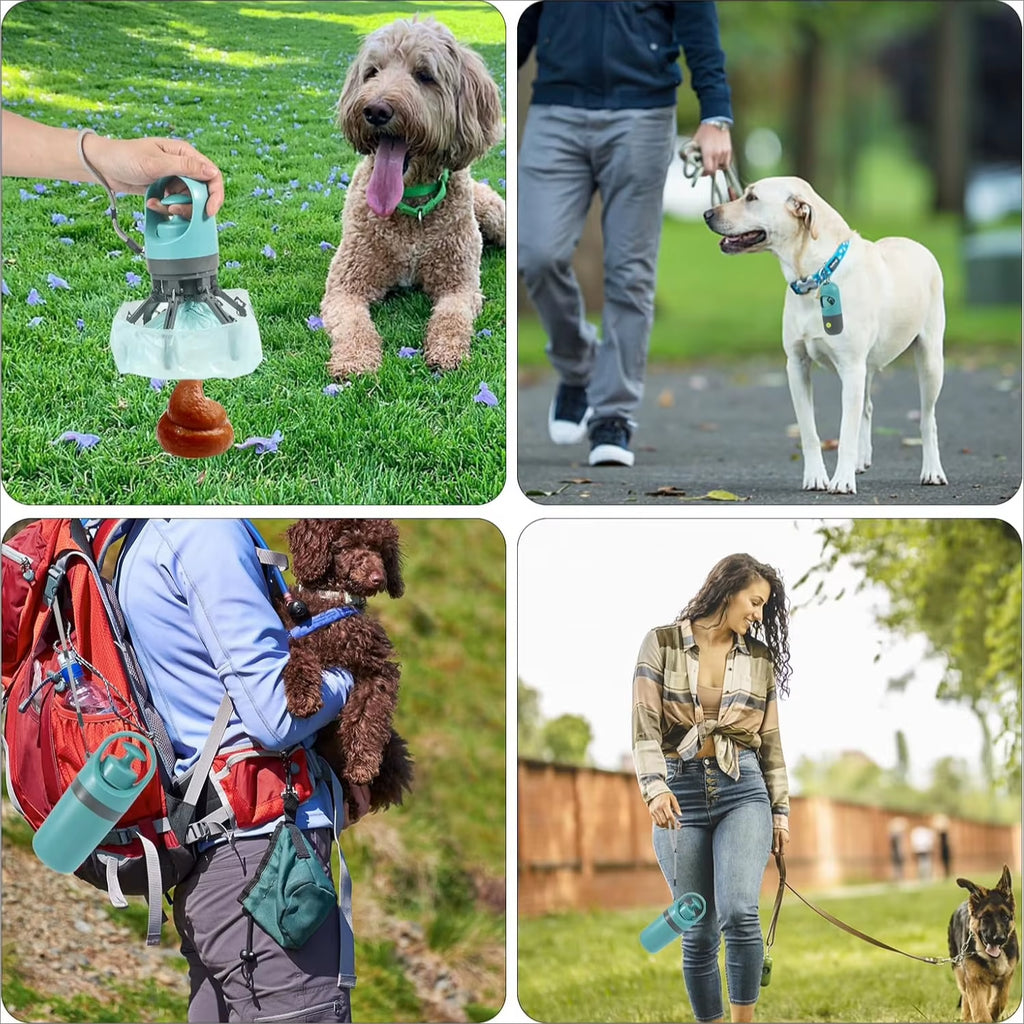 Dog Poop Scooper with LED Light - Claw Waste Picker with Bag Dispenser & Leash Clip