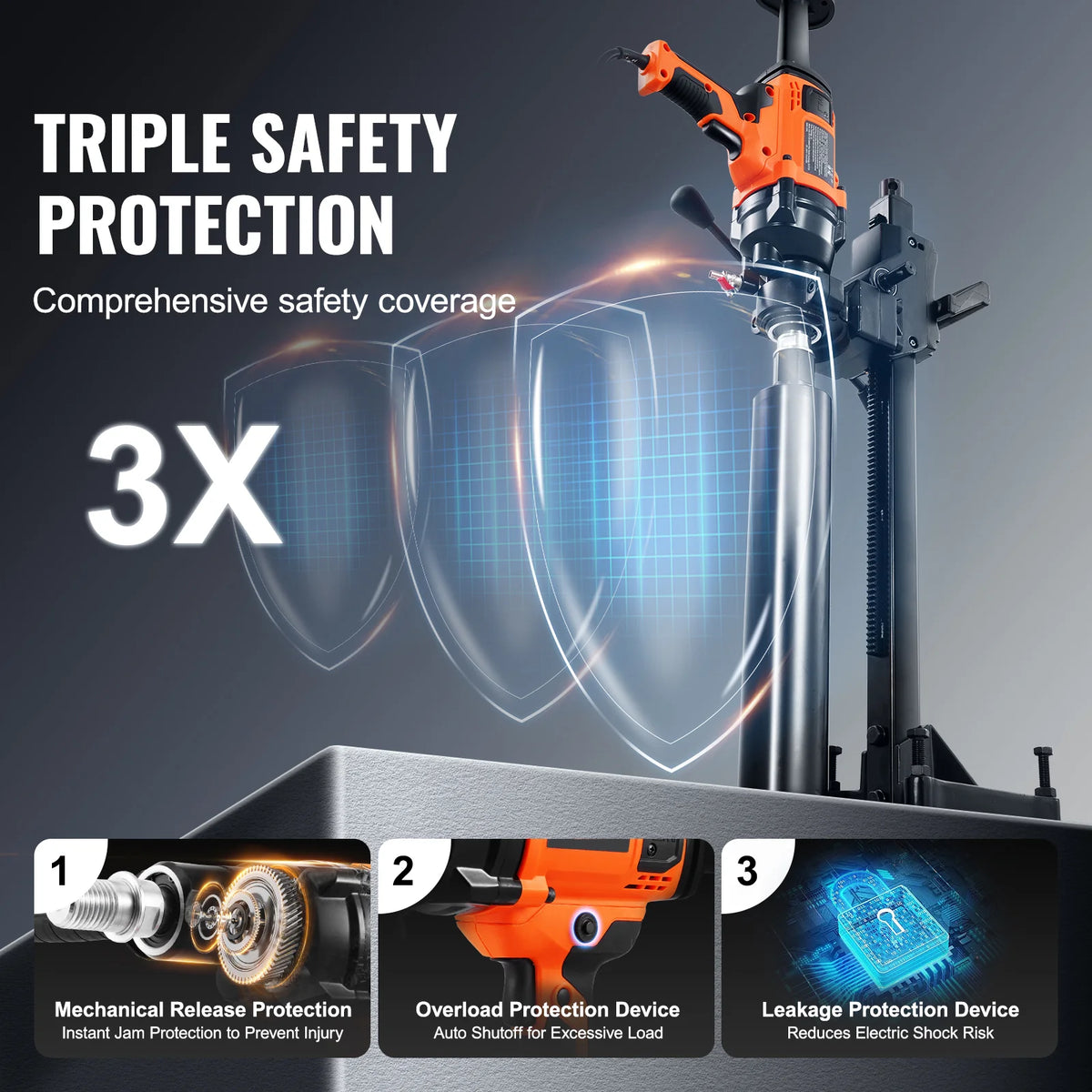 Diamond Core Drill 2000W – 0.8-6.3 in Wet/Dry Rig with Stand – image 7