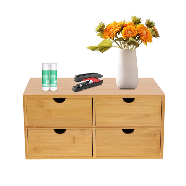 Bamboo Desktop Organizer with 4 Drawers for Office Supplies – image 1