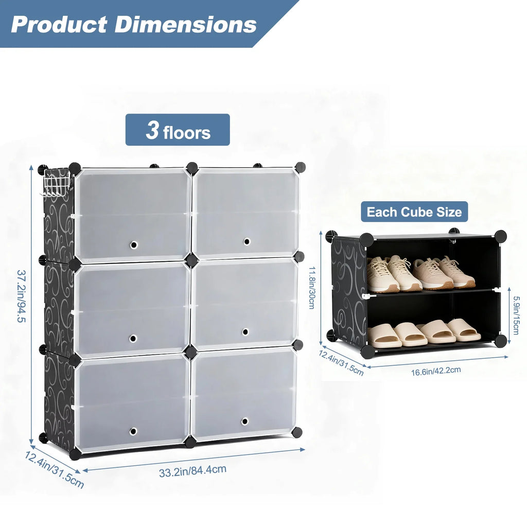 Shoe Storage Cabinet with Doors - 6-Tier Stackable, Holds 32 Pairs – image 5