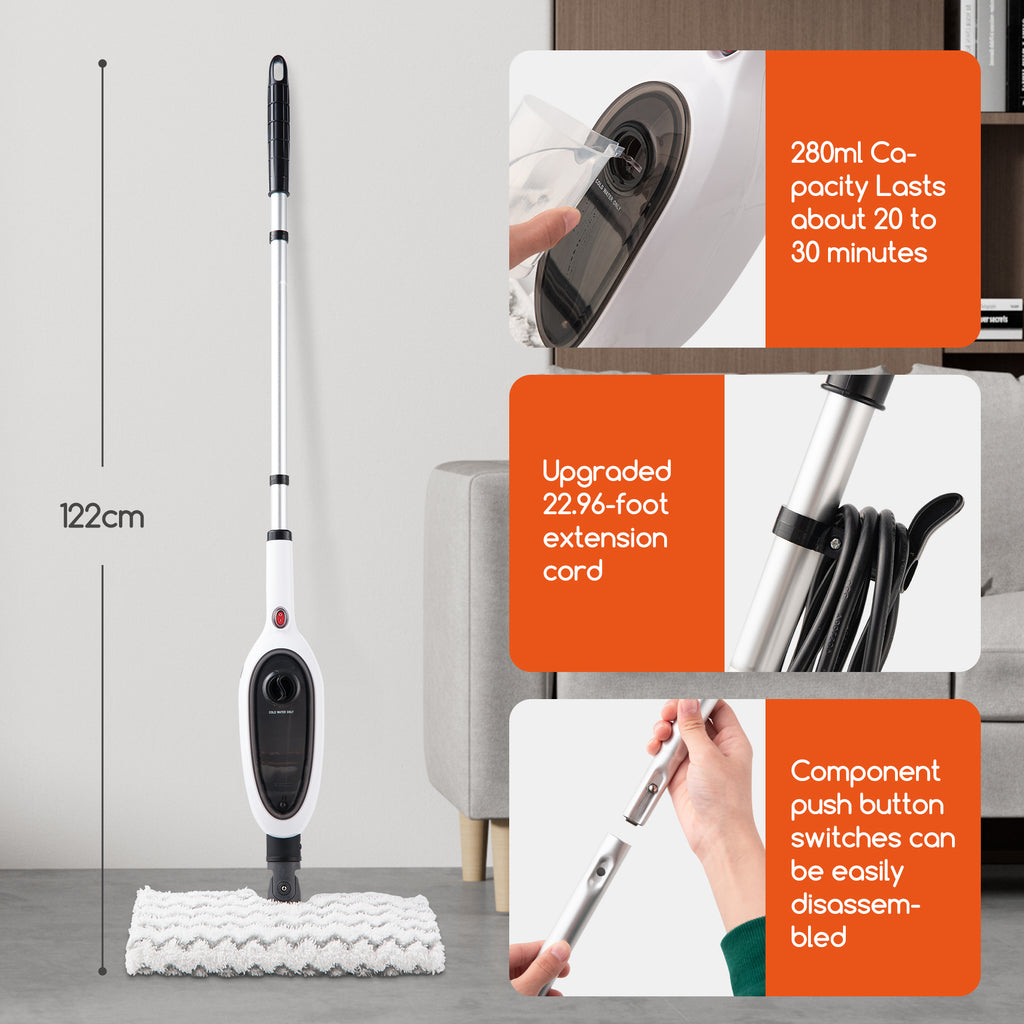 Steam Mop with 8 Attachments, 1200W Double-Sided Floor Steamer – image 11