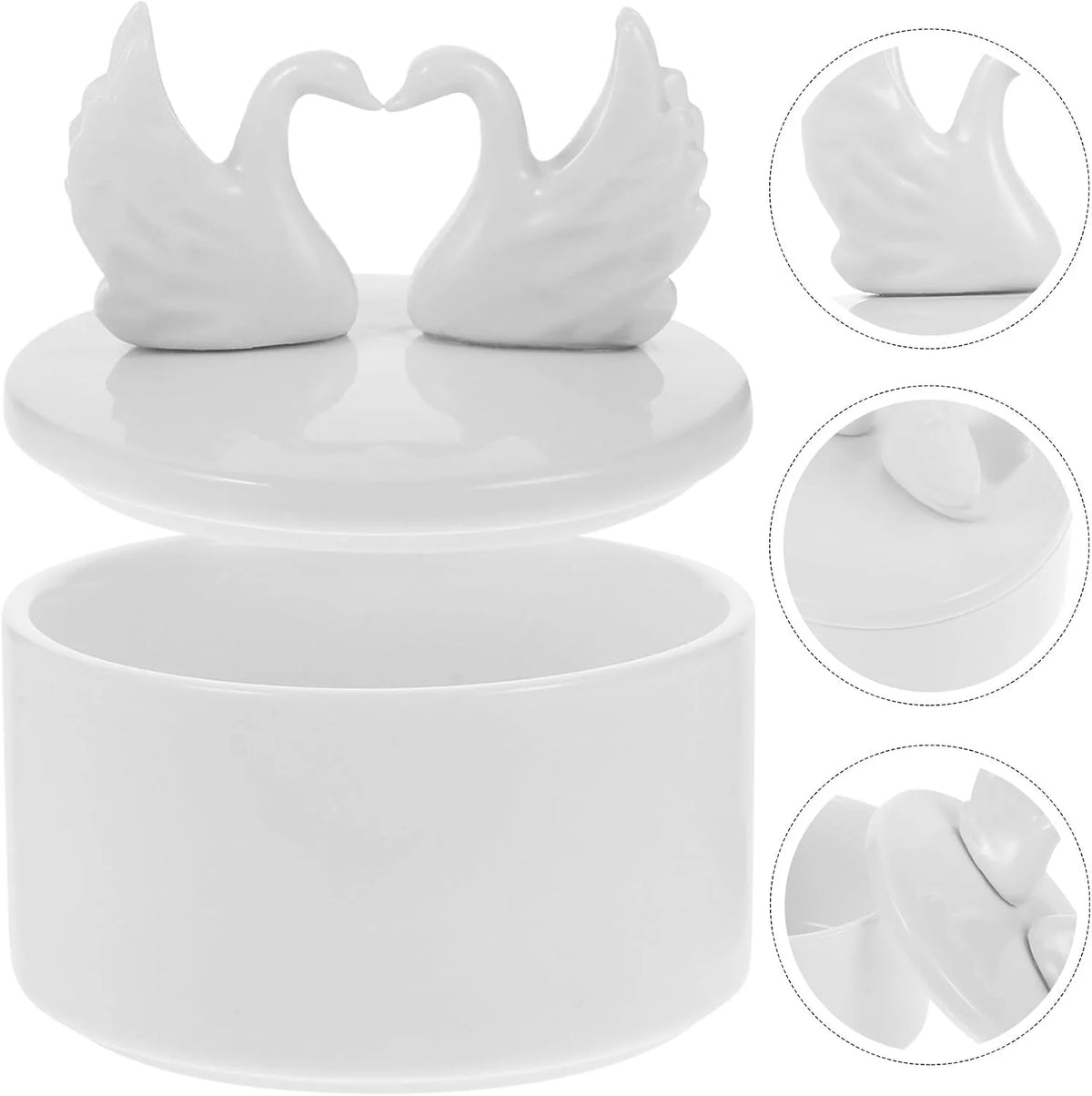Ceramic Jewelry Box, White Swan Trinket Box with Lid – image 7