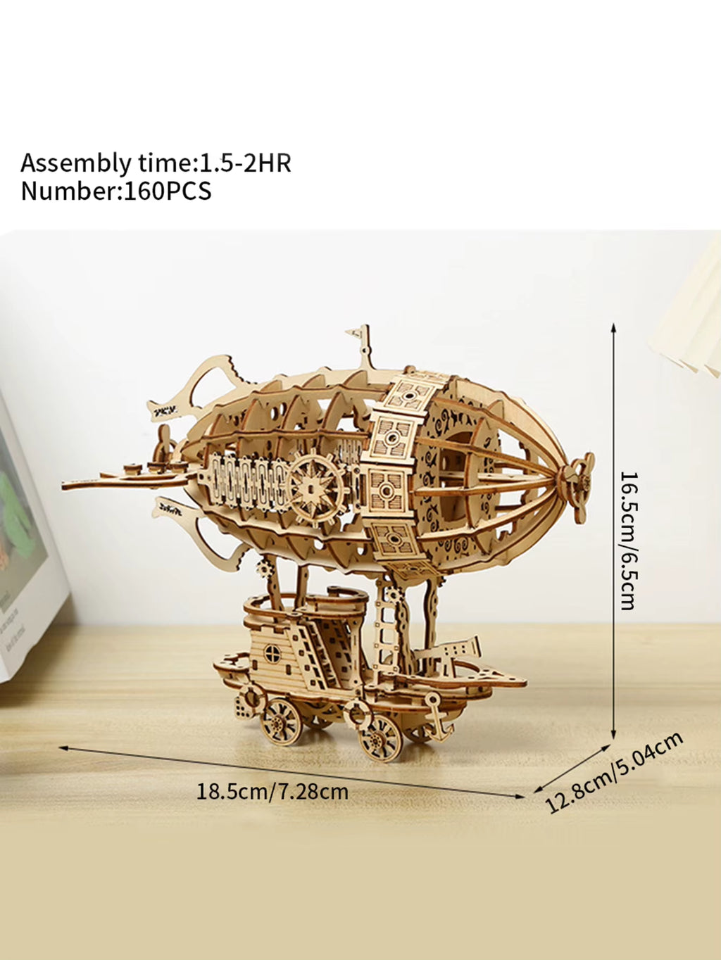 3D Wooden Airship Model Kit for Adults, Mechanical Puzzle – image 2