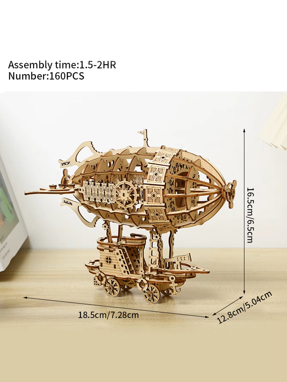 3D Wooden Airship Model Kit for Adults, Mechanical Puzzle – image 2