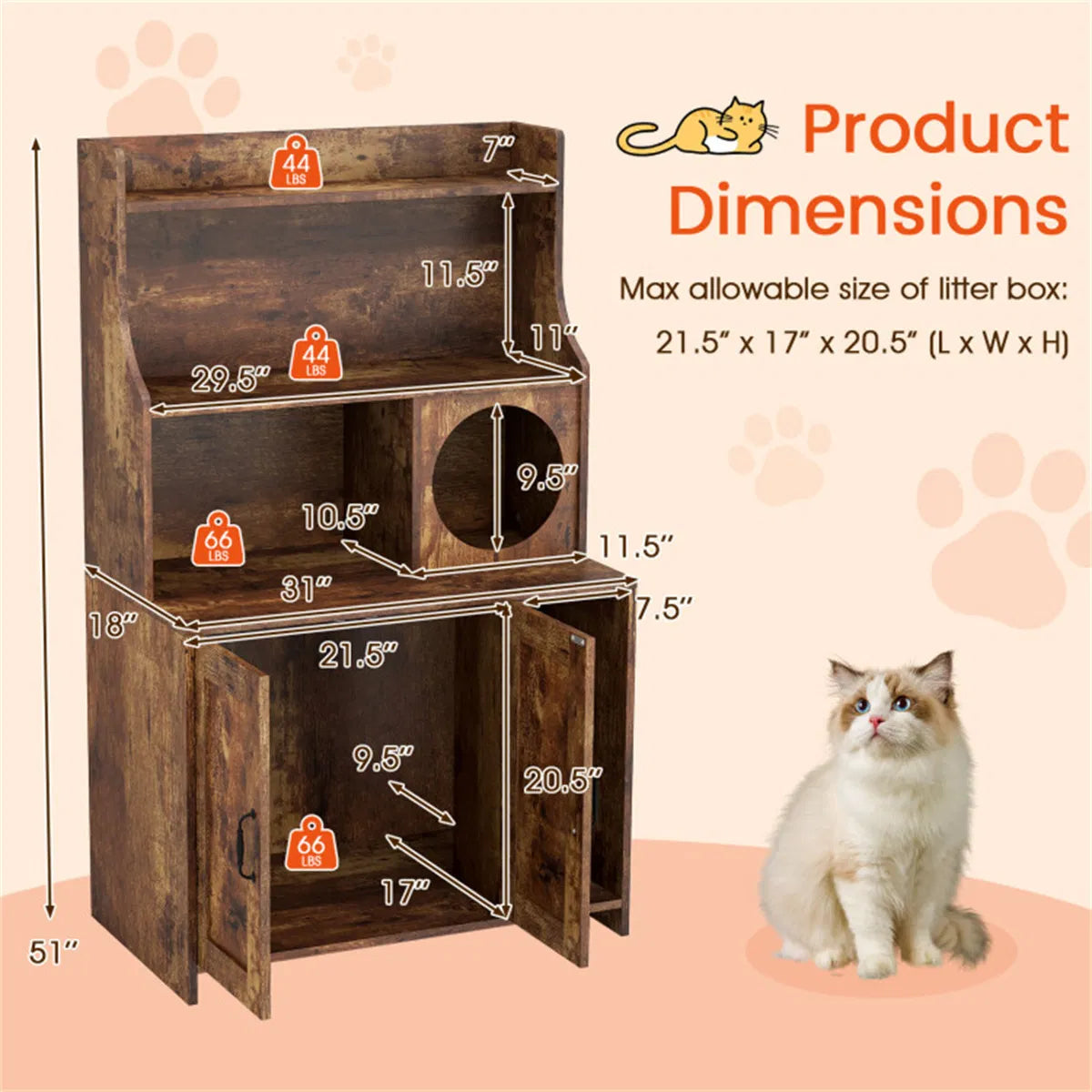 Industrial Cat Litter Box Enclosure with Storage Shelves and Condo – image 6