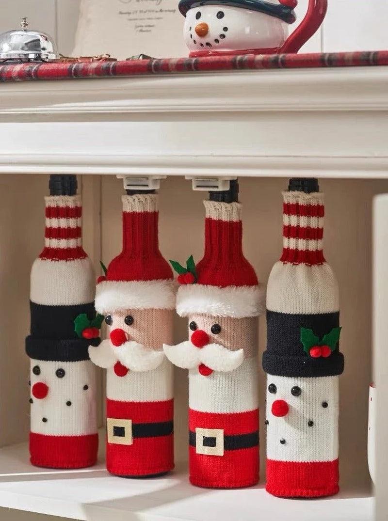 Knitted Christmas Wine Bottle Covers – Set of 3 – image 5