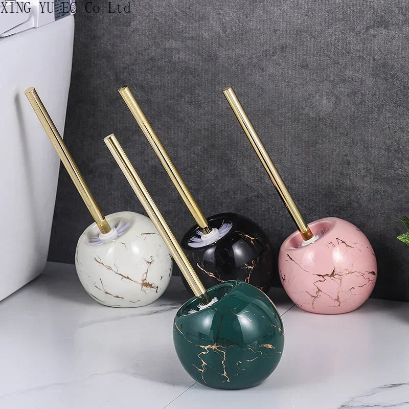 Toilet Brush with Marble-Look Ceramic Holder – image 4