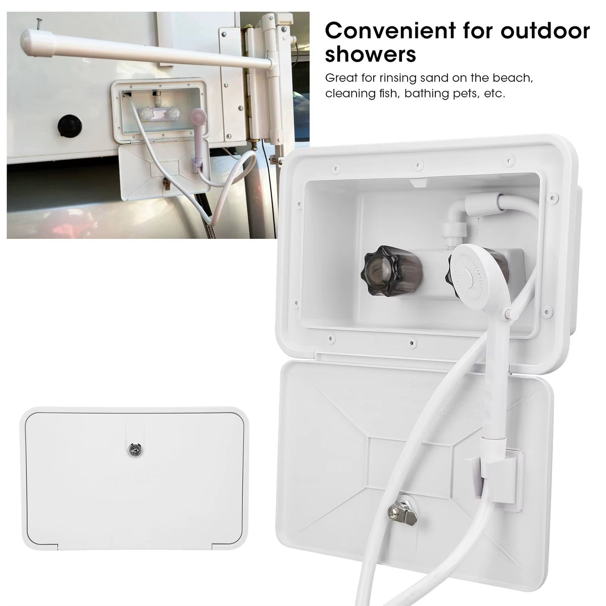 RV Exterior Shower Box Kit with Hose, Sprayer and Lock – image 6