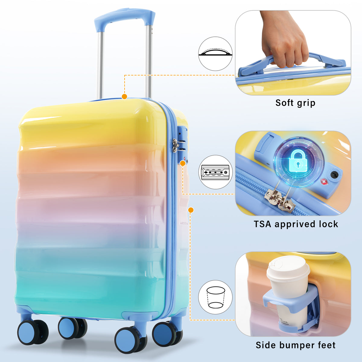 20 in Carry-On Suitcase with Cup Holder and Duffel, 2-Piece Set – image 5