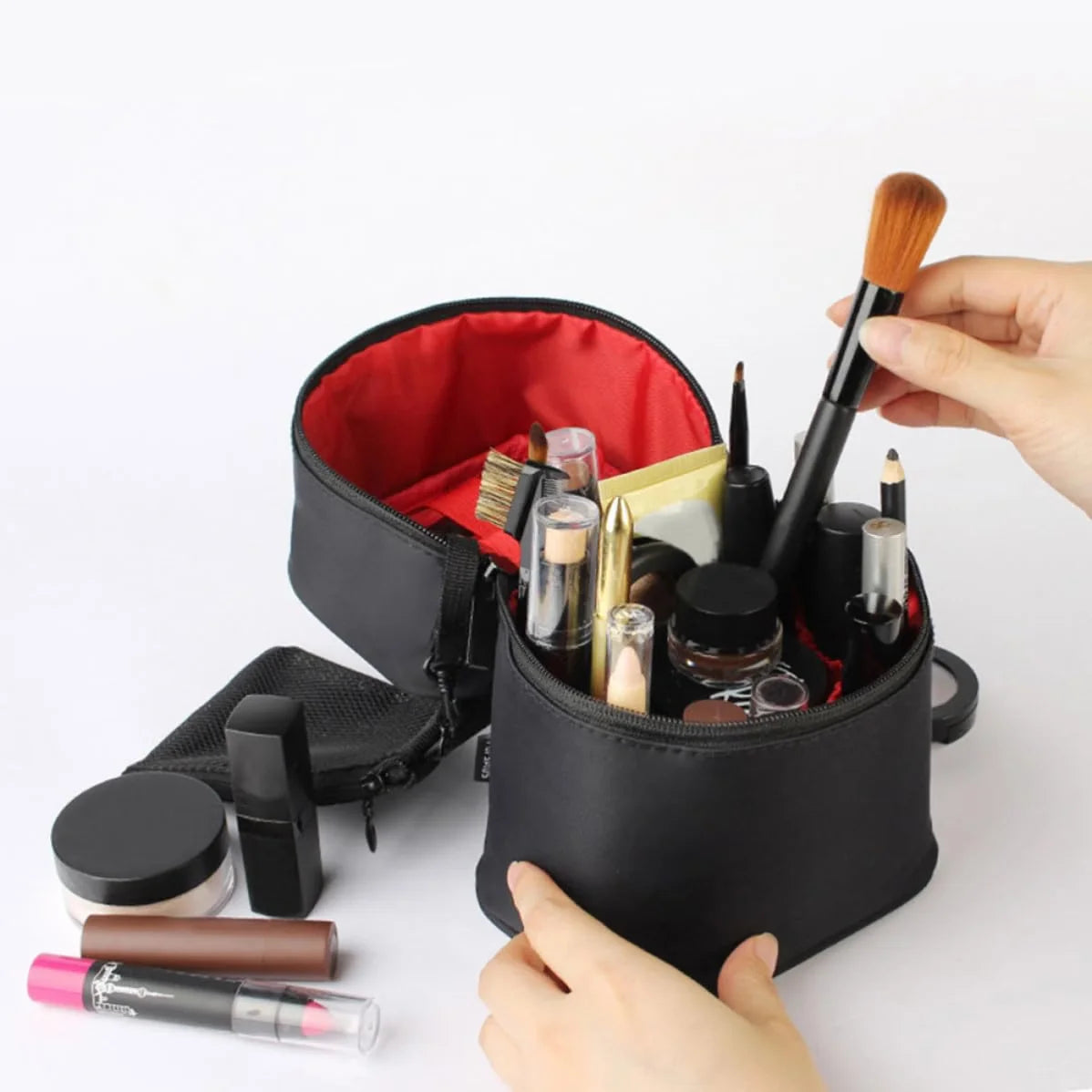 Toiletry Bag – Waterproof Nylon with Top Handle, Black – image 2