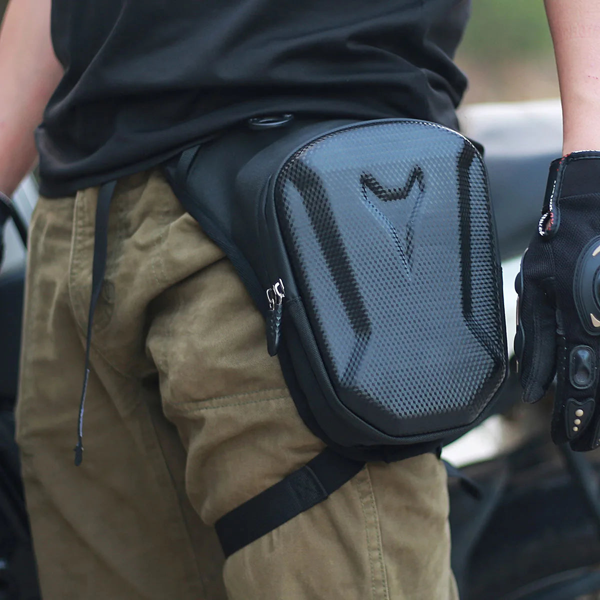 Motorcycle Leg Bag, Water-Repellent Hard Shell Rider Thigh & Waist Pack – image 2
