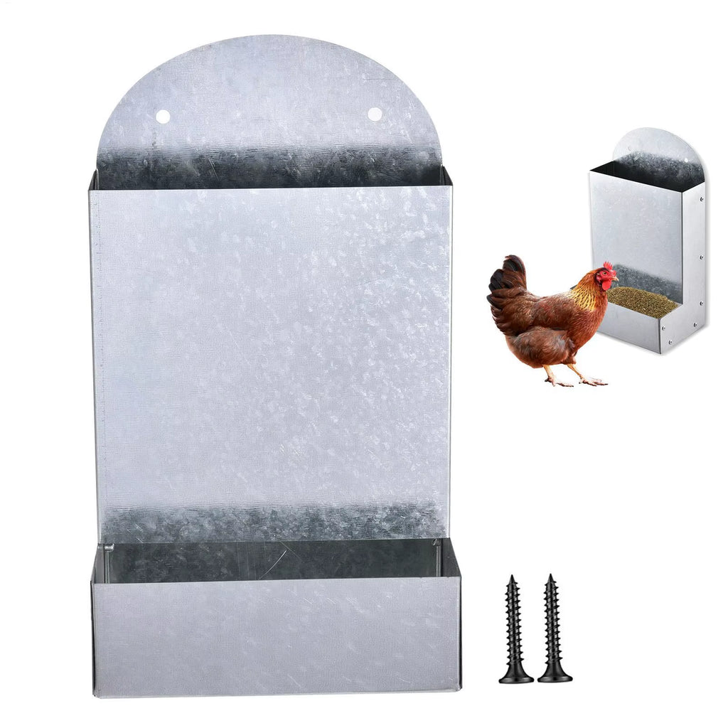 Galvanized Steel Chicken Grit and Oyster Shell Feeder Wall Mount – image 2