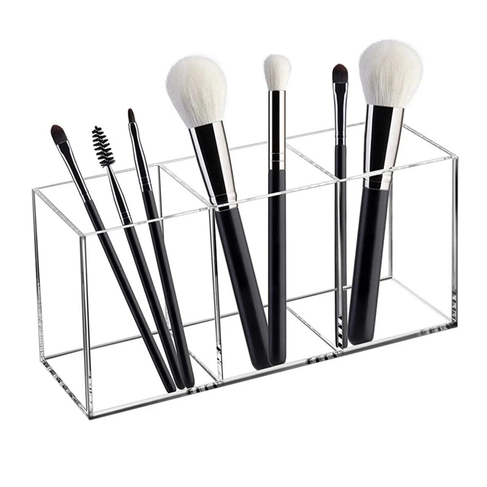 Clear Acrylic Makeup Brush Holder - 3-Slot Vanity & Drawer Organizer – image 5