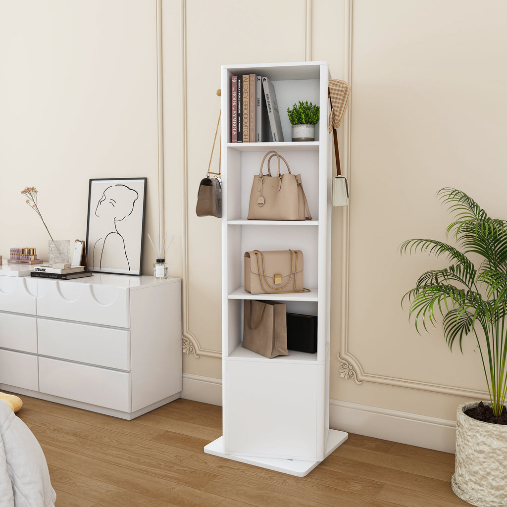 4-in-1 Revolving Makeup Tower with Full Mirror, Hat Hooks and Shelves – image 2