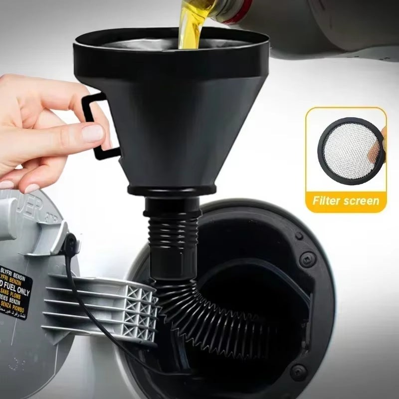 Oil Funnel with Flexible Spout & Filter Spill-Proof for Cars – image 2