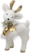 Glittered Standing Deer Christmas Figure 12.25 in, White and Gold