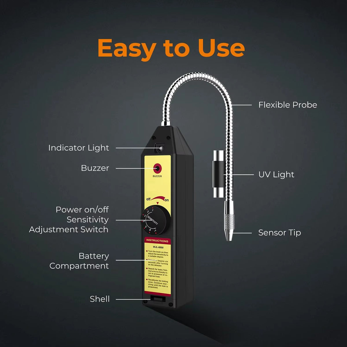 HVAC Halogen Refrigerant Leak Detector WJL-6000