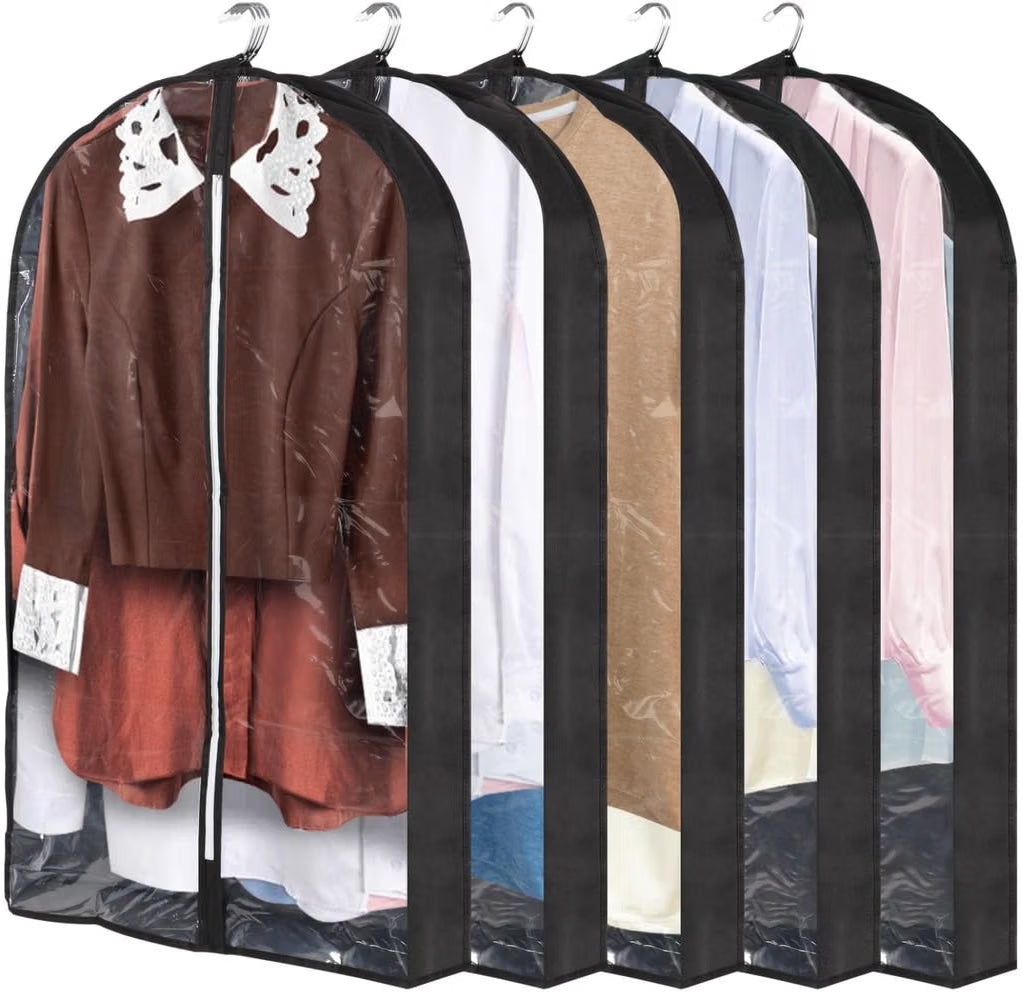 Clear Garment Bags for Closet, 5 Pcs Hanging Clothes Covers