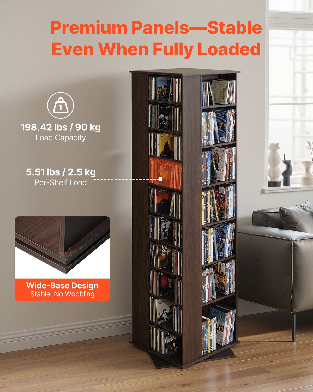 Rotating Media Storage Tower, 34 Compartments for Game Discs and DVDs – image 3