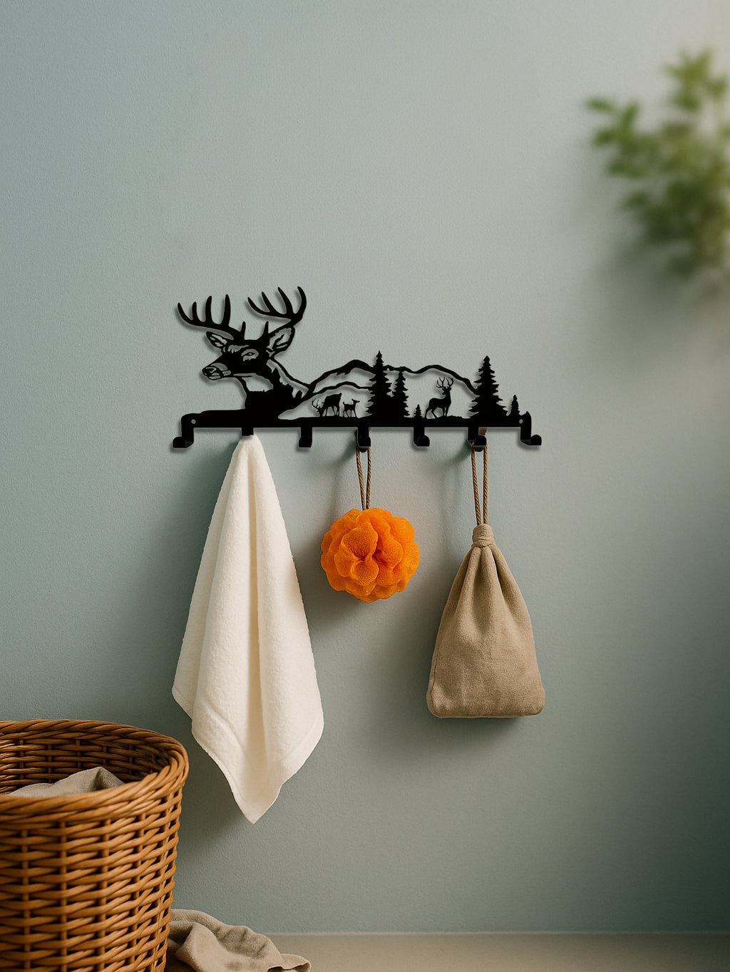 Key Holder for Wall – Deer and Forest Metal Key Hook Rack – image 5
