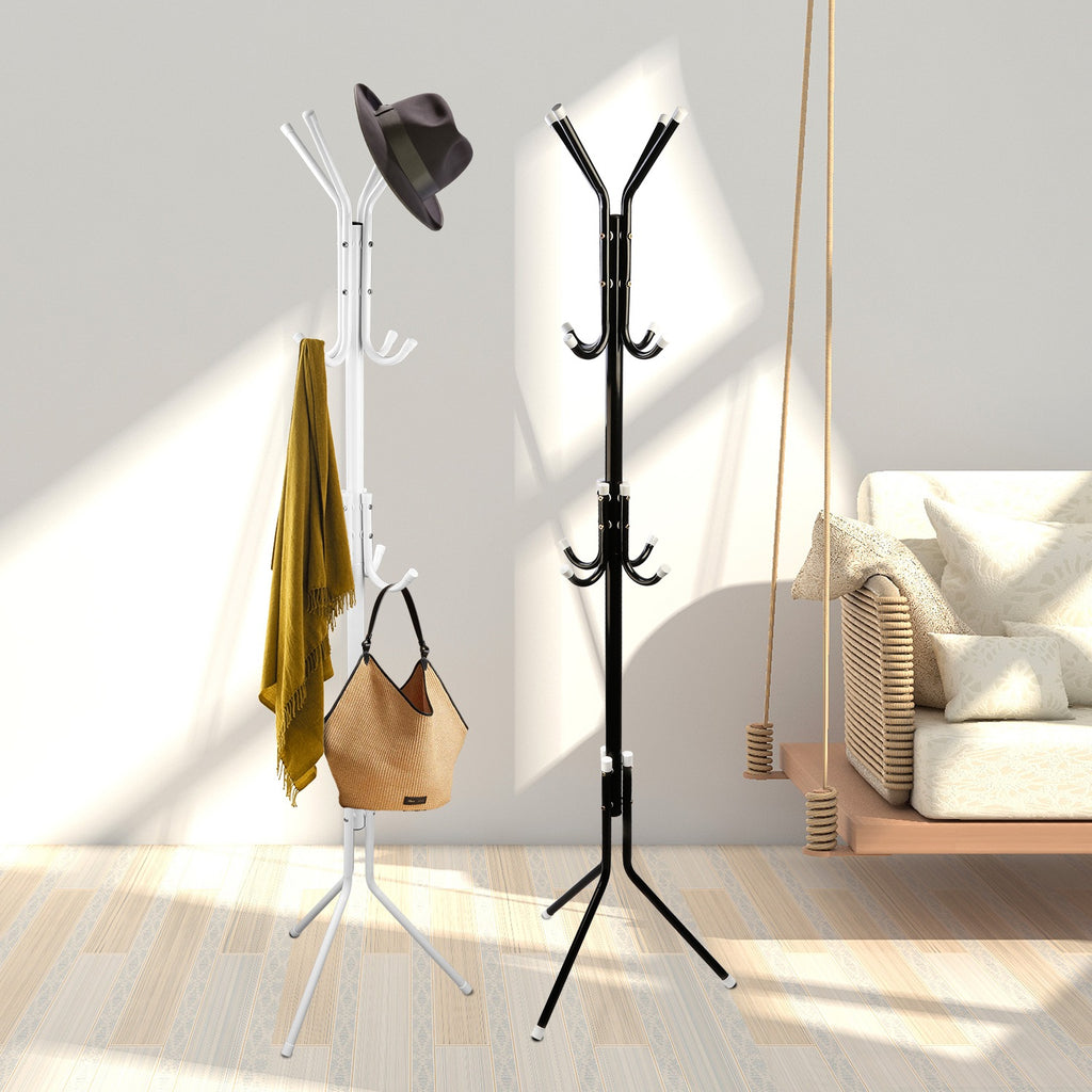 Standing Coat Rack, 8-Hook Metal Hat and Bag Tree, 3 Tiers – image 4