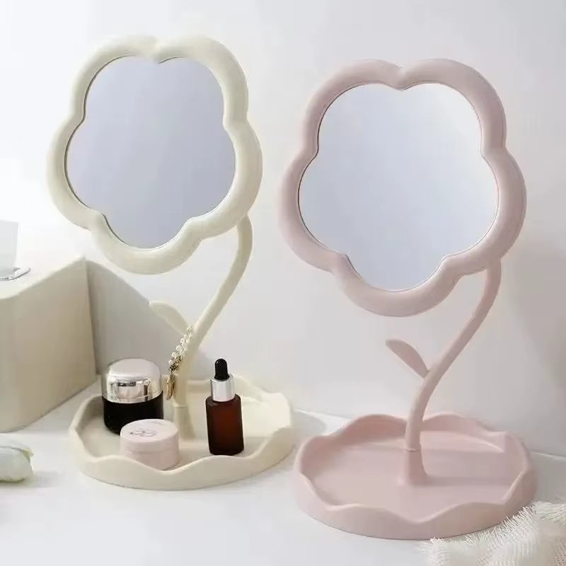 Floral round Desk Mirror - Vanity Table Makeup Mirror