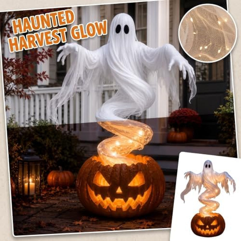 Swirling Ghost Pumpkin Yard Light 43.3 in, LED Resin Halloween Decor – image 2