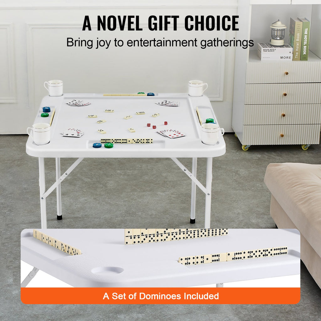 Mahjong Table – Folding 4-Player Game Table with Cup Holders, White – image 5