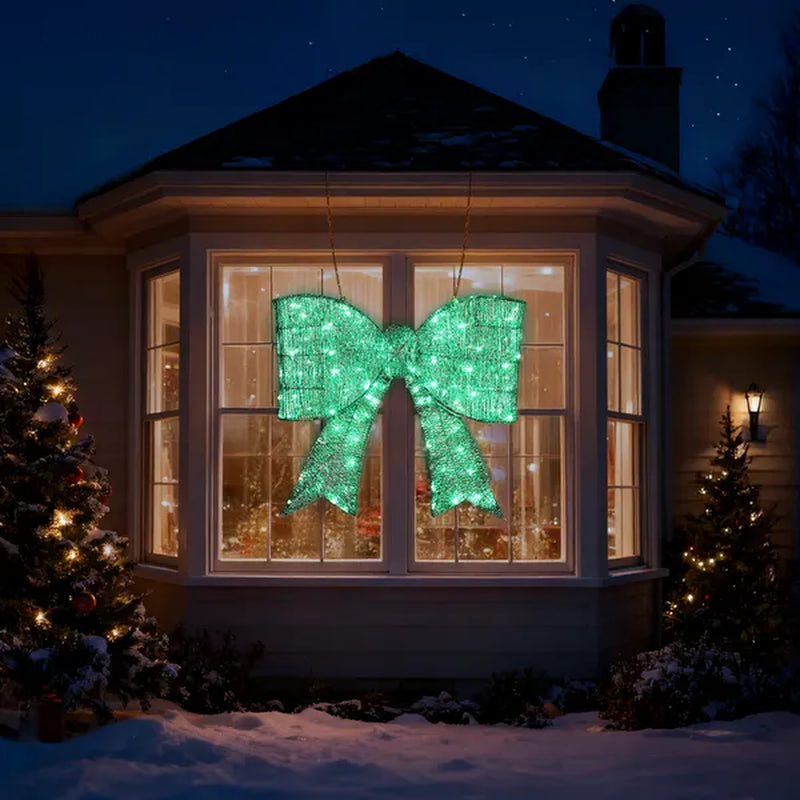 Giant Lighted Christmas Bow, 28 in Outdoor Metal Frame with 124 LEDs – image 4
