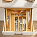 Bamboo Drawer Organizer, Expandable 6-8 Compartment Utensil Tray