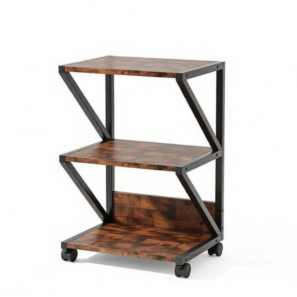 3-Tier Rolling Kitchen Storage Rack with Wood Shelves – image 3