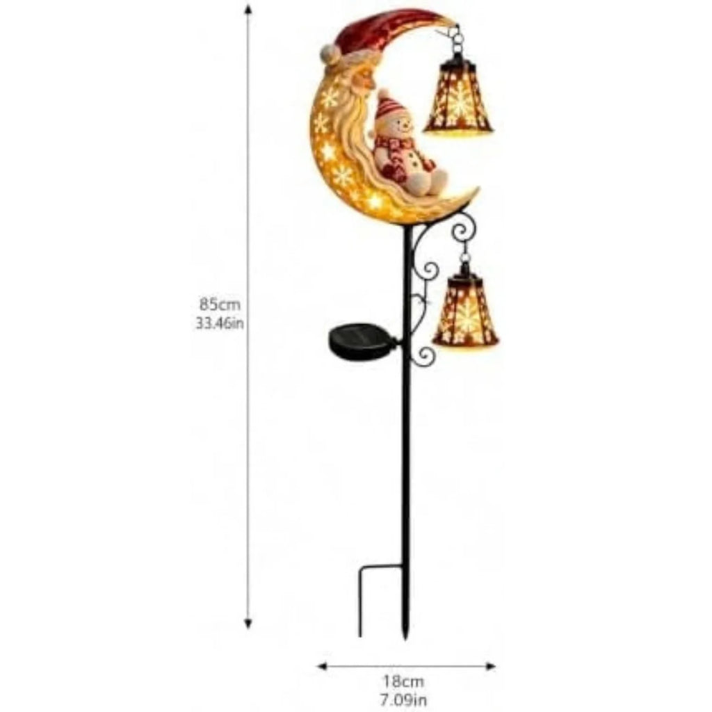 Solar Christmas Stake Light 34 in - Snowman Moon & Lantern Yard Decor – image 5