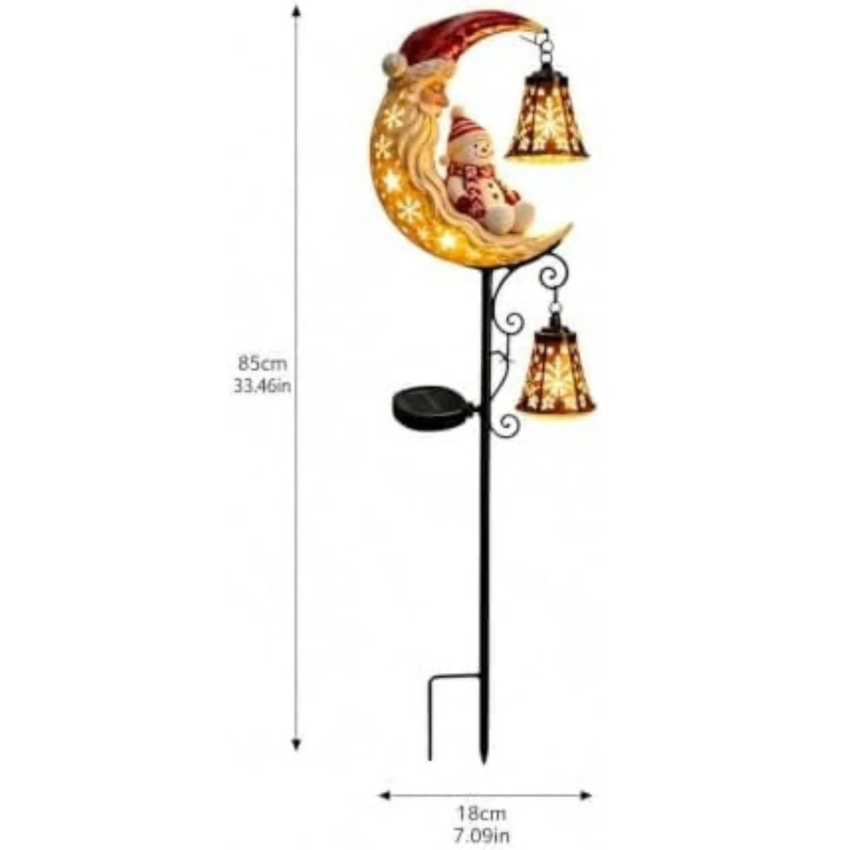 Solar Christmas Stake Light 34 in - Snowman Moon & Lantern Yard Decor – image 5