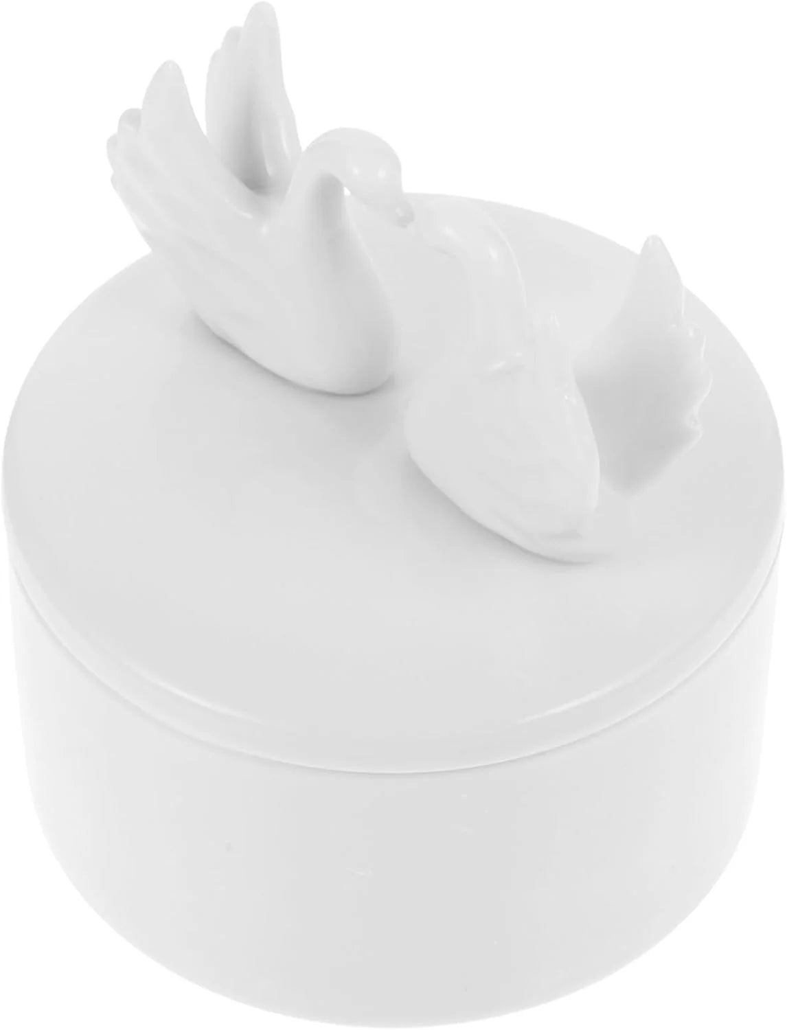 Ceramic Swan Jewelry Box with Lid, Ring & Earring Trinket Dish