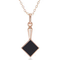 Black Stone Pendant Necklace - Rose Gold Tone – image 6