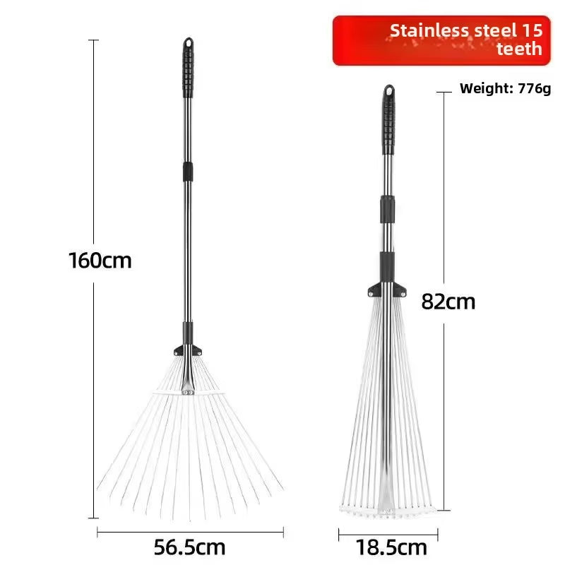 Telescopic Steel Leaf Rake for Lawn, Yard and Garden Cleanup – image 7