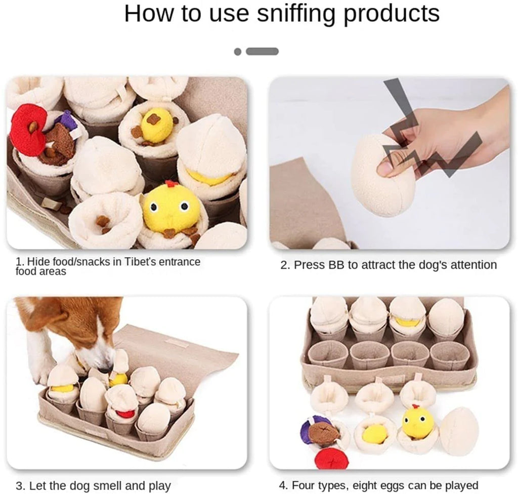 Snuffle Mat for Dogs, Slow Feeding Mat with 8 Squeaky Plush Eggs – image 3