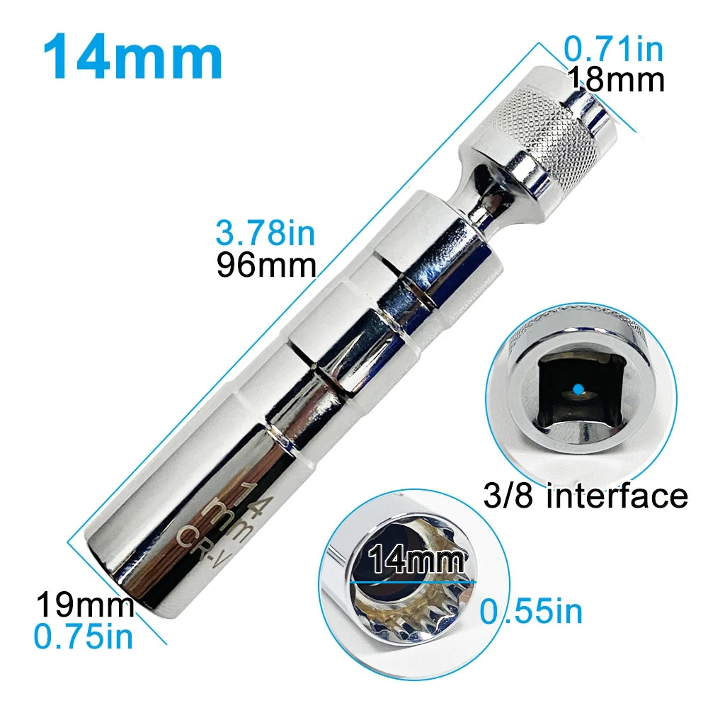 Spark Plug Socket Set 14mm & 16mm Magnetic Swivel Thin-Wall – image 2