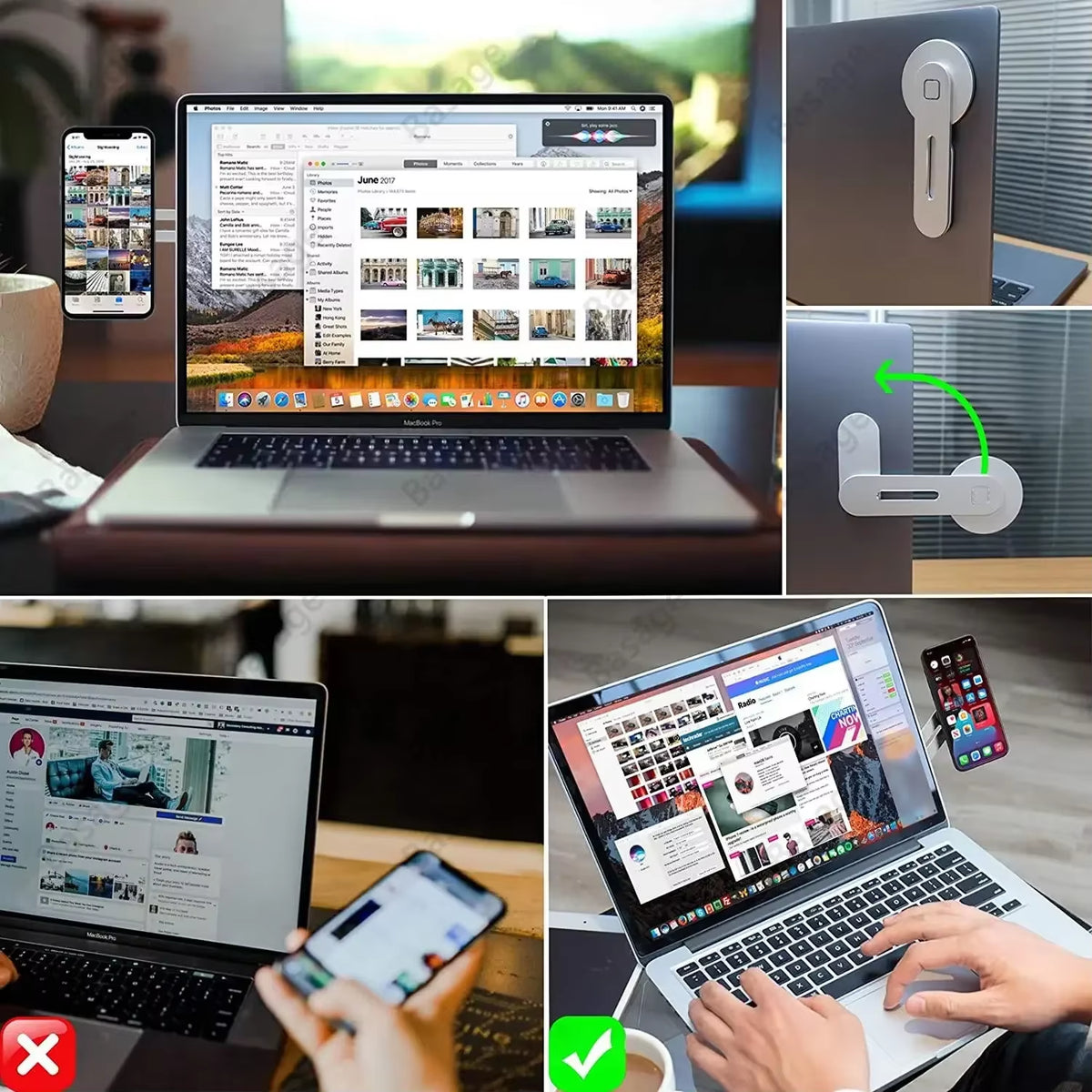 Magnetic Phone Holder for Laptop – Foldable Monitor Side Mount – image 4