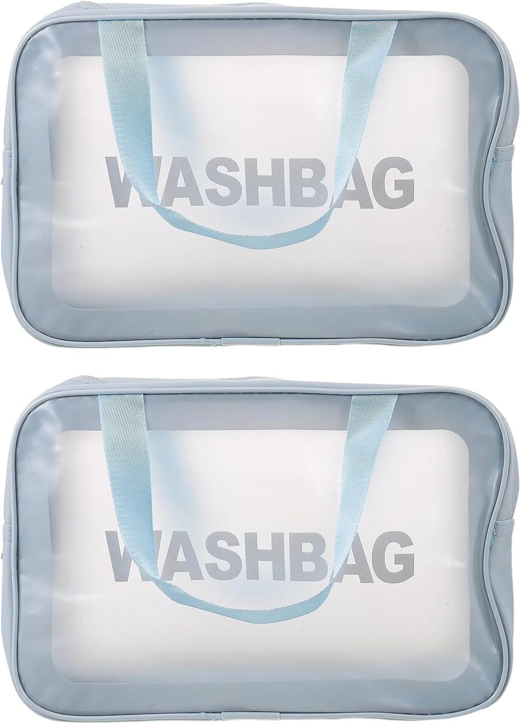 Clear Toiletry Bag 2-Pack, Dry/Wet Separation PVC Wash Bag