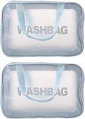 Clear Toiletry Bag 2-Pack, Dry/Wet Separation PVC Wash Bag